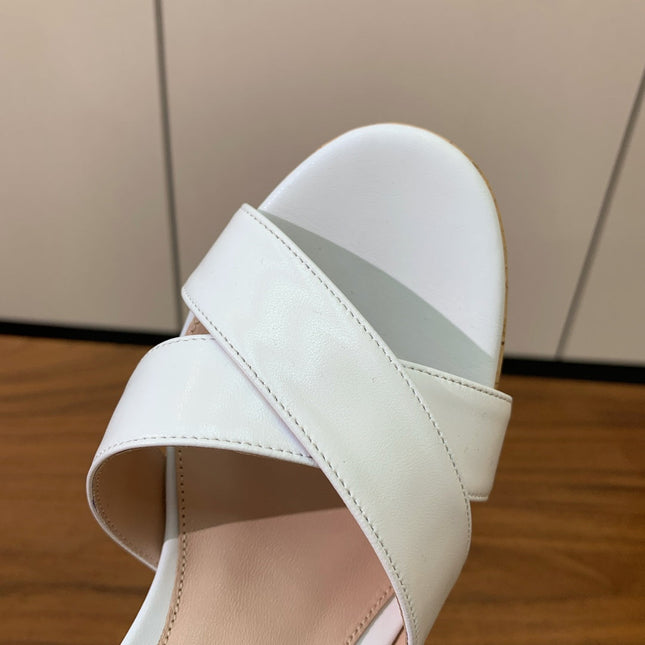GIANVITO ROSSI 26S PLATFORM SANDALS 115 MM IN WHITE CALFSKIN