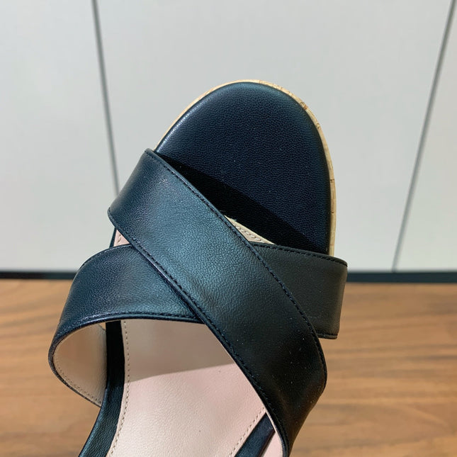 GIANVITO ROSSI 26S PLATFORM SANDALS 115 MM IN BLACK CALFSKIN