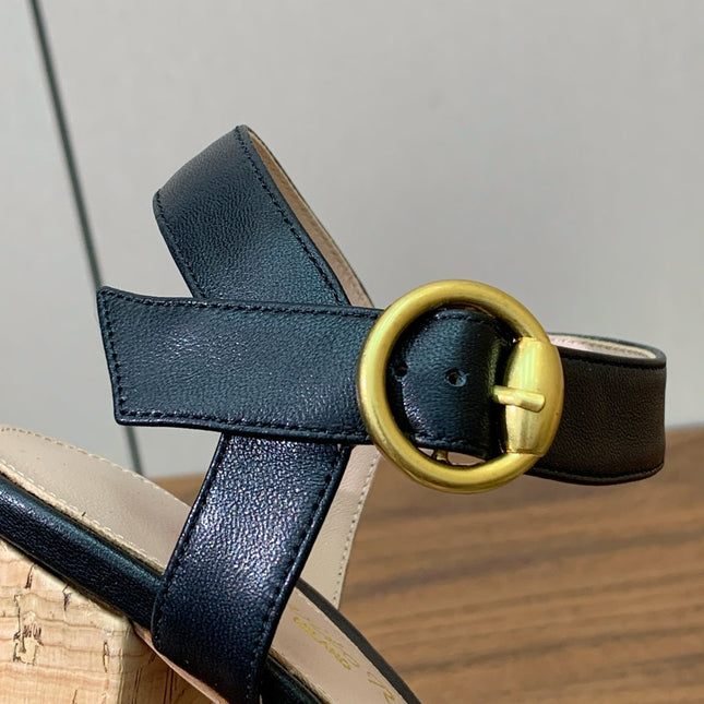 GIANVITO ROSSI 26S PLATFORM SANDALS 115 MM IN BLACK CALFSKIN