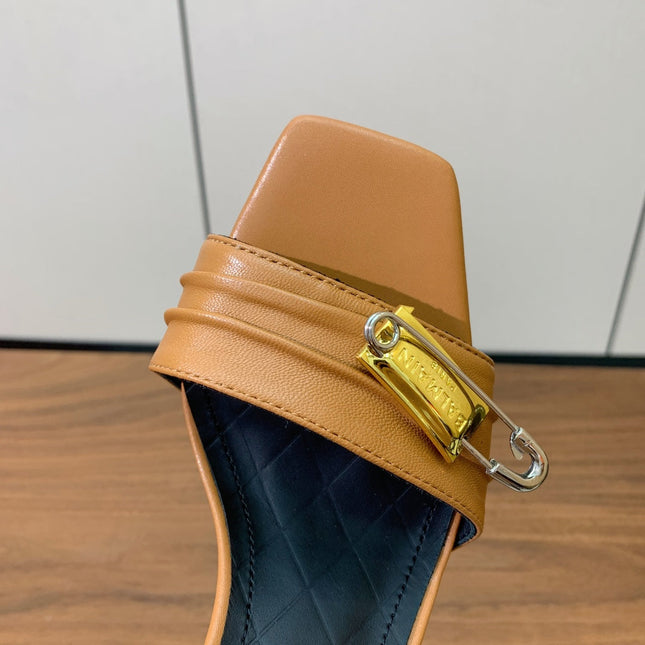 BALMAIN 26S HEELED SANDALS 95 MM IN BROWN CALFSKIN WITH GOLD HARDWARE