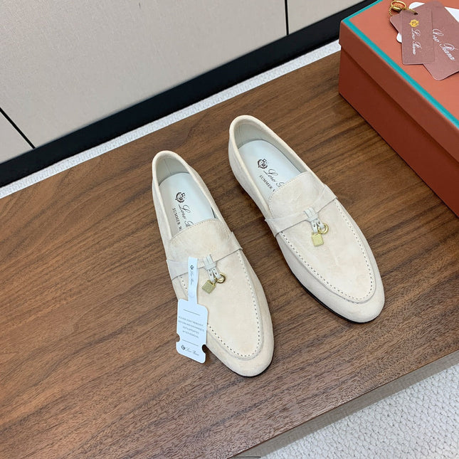 LP 26S SUMMER CHARMS WALK LOAFER IN CREAM WHITE SUEDE GOLD HARDWARE