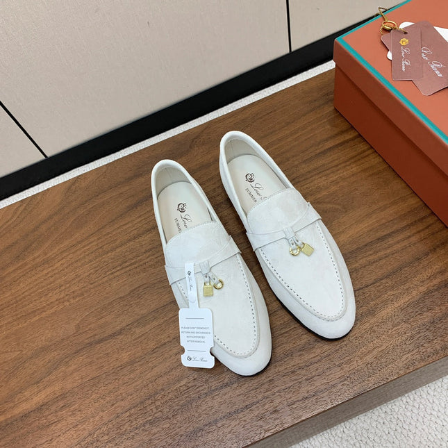 LP 26S SUMMER CHARMS WALK LOAFER IN WHITE SUEDE GOLD HARDWARE