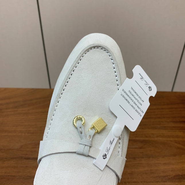LP 26S SUMMER CHARMS WALK LOAFER IN WHITE SUEDE GOLD HARDWARE