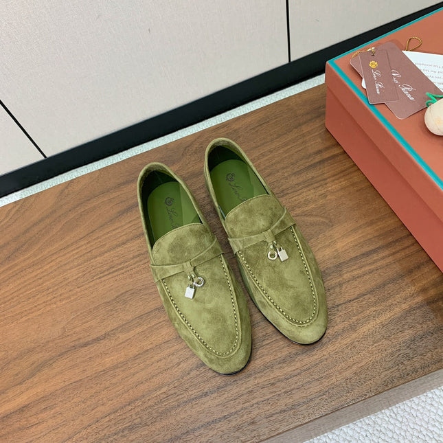 LP 26S SUMMER CHARMS WALK LOAFER IN OLIVE GREEN SUEDE GOLD HARDWARE