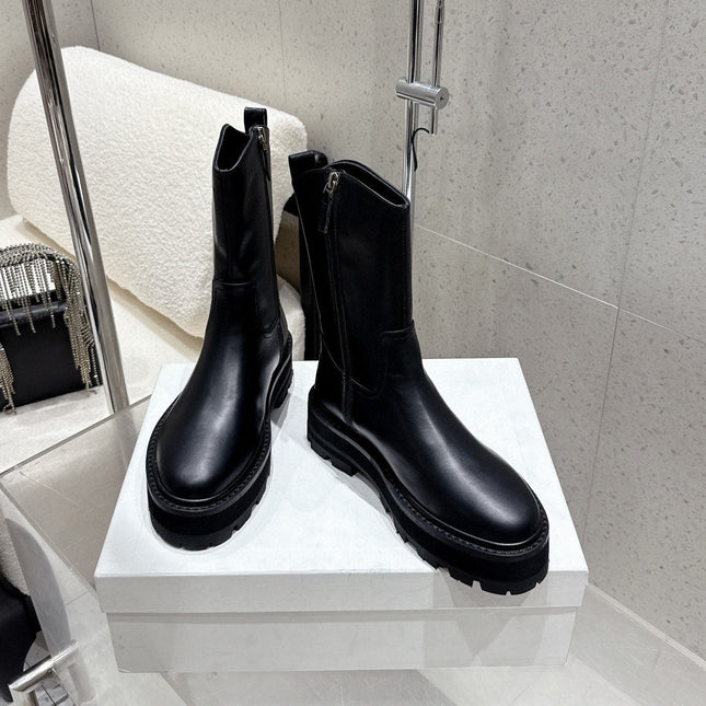 CELINE 26S ZIP-UP ANKLE BOOTS IN BLACK CALFSKIN