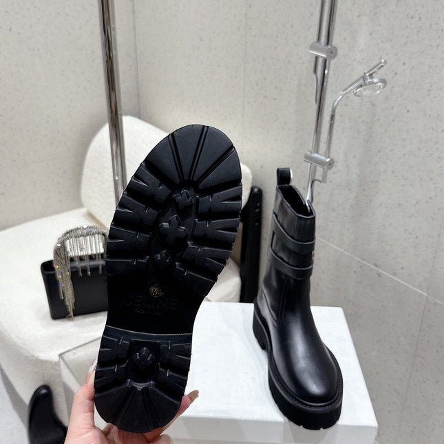 CELINE 26S ANKLE BOOTS IN BLACK CALFSKIN