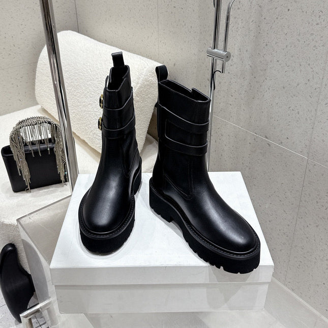 CELINE 26S ANKLE BOOTS IN BLACK CALFSKIN