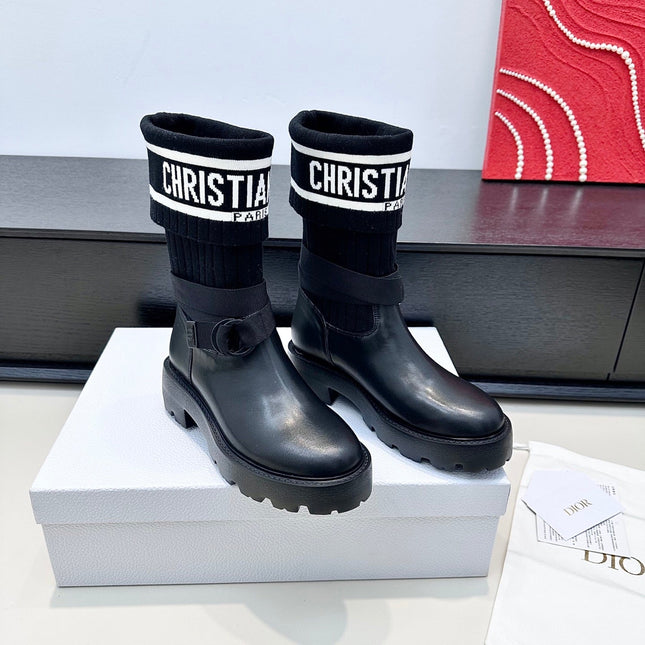 DIOR 26S D-MAJOR ANKLE BOOT IN BLACK CALFSKIN AND WOOL