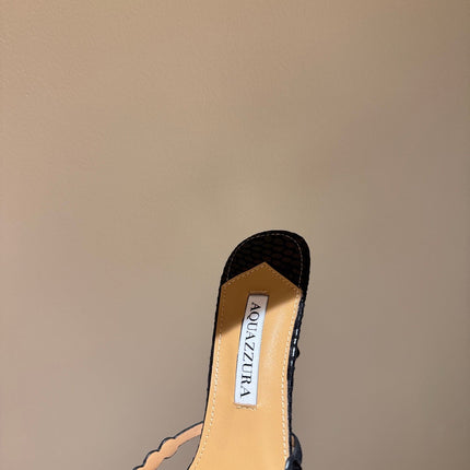 AQUAZZURA 26S HIGH-HEEL SANDALS 70 MM IN BLACK SUEDE