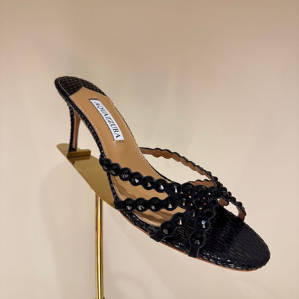 AQUAZZURA 26S HIGH-HEEL SANDALS 70 MM IN BLACK SUEDE