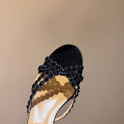 AQUAZZURA 26S HIGH-HEEL SANDALS 70 MM IN BLACK SUEDE