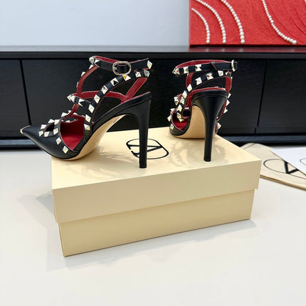 VALENTINO 26S ROCKSTUD SLINGBACK PUMPS 100 MM IN BLACK CALFSKIN