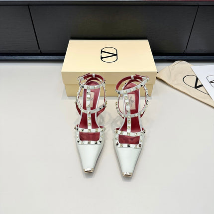 VALENTINO 26S ROCKSTUD SLINGBACK PUMPS 100 MM IN WHITE CALFSKIN