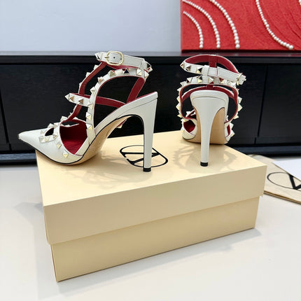 VALENTINO 26S ROCKSTUD SLINGBACK PUMPS 100 MM IN WHITE CALFSKIN