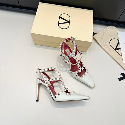 VALENTINO 26S ROCKSTUD SLINGBACK PUMPS 100 MM IN WHITE CALFSKIN