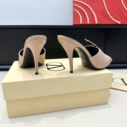 VALENTINO 26S SNAKE STRAP SANDALS 100 MM IN BEIGE CALFSKIN