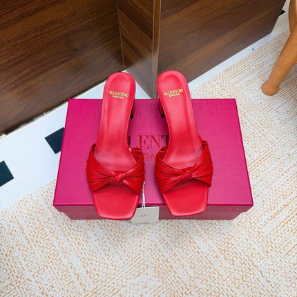 VALENTINO 26S BLOCK-HEEL SANDALS 65 MM IN RED CALFSKIN