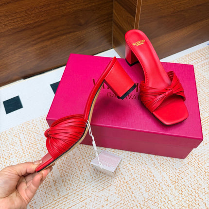 VALENTINO 26S BLOCK-HEEL SANDALS 65 MM IN RED CALFSKIN
