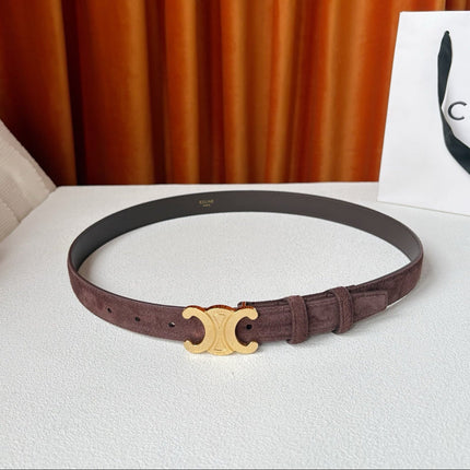 CELINE 26S BELT 25 MM IN CHOCOLATE SUEDE 666331