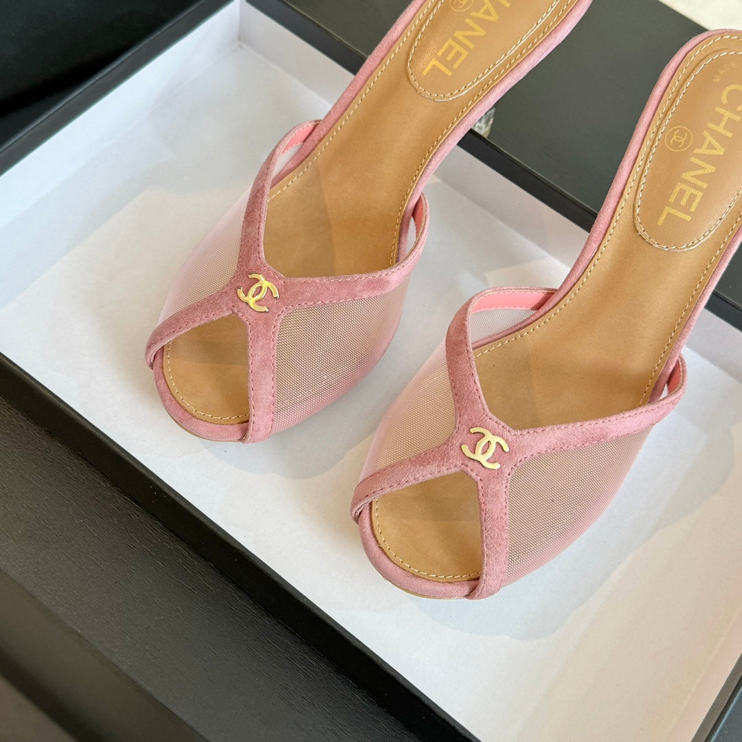 Double C High Heel Rose Pink Lambskin