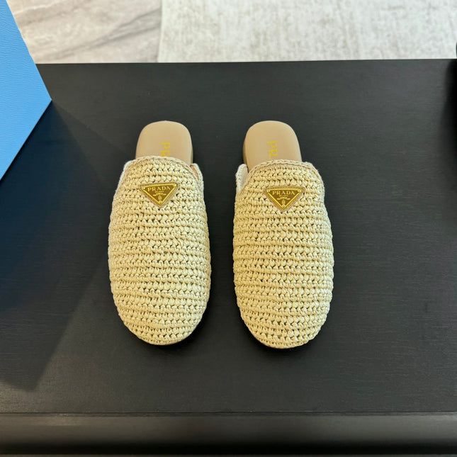 PRA CROCHET MULES BEIGE LAMBSKIN