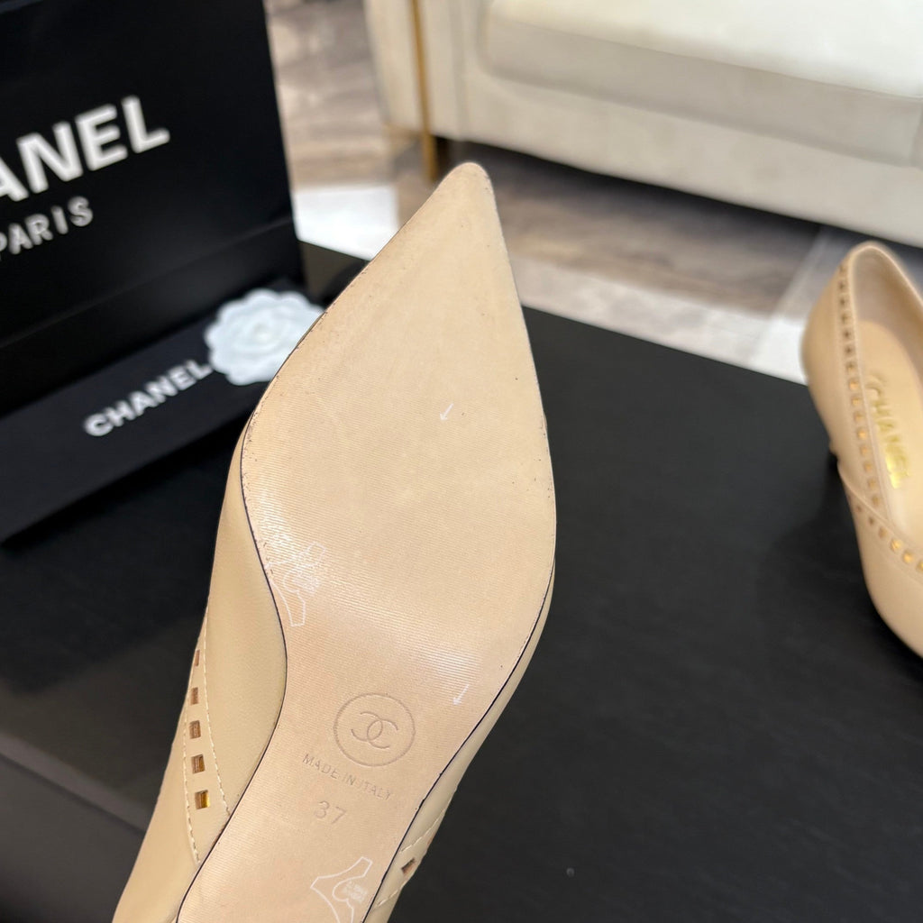 HIGH HEEL PUMP 65 MM IN FLAX YELLOW LAMBSKIN