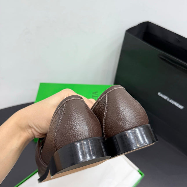 BOTTEGA VENETA 26S LOAFERS IN BROWN GRAINED CALFSKIN