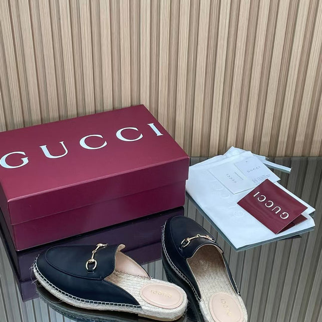 GUCCI 26S LOAFER MULES IN BLACK CALFSKIN