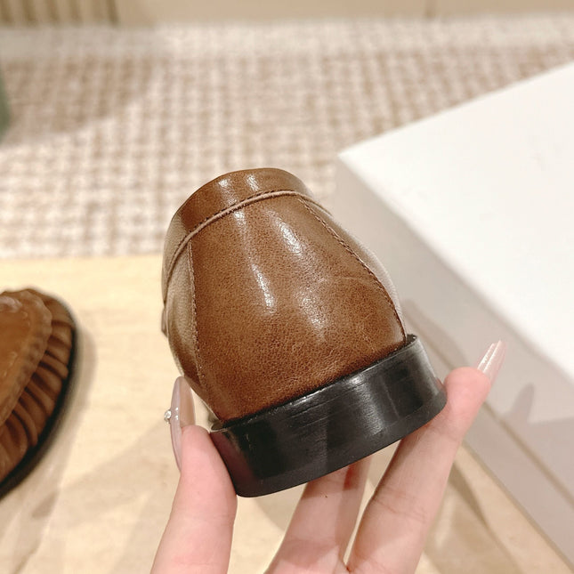 YSL 25S SAINT LAURENT LOAFERS IN BROWN CALFSKIN WITH SMALL LOGO