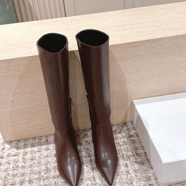 CELINE 26S HIGH-TOP BOOTS 55 MM IN BROWN CALFSKIN