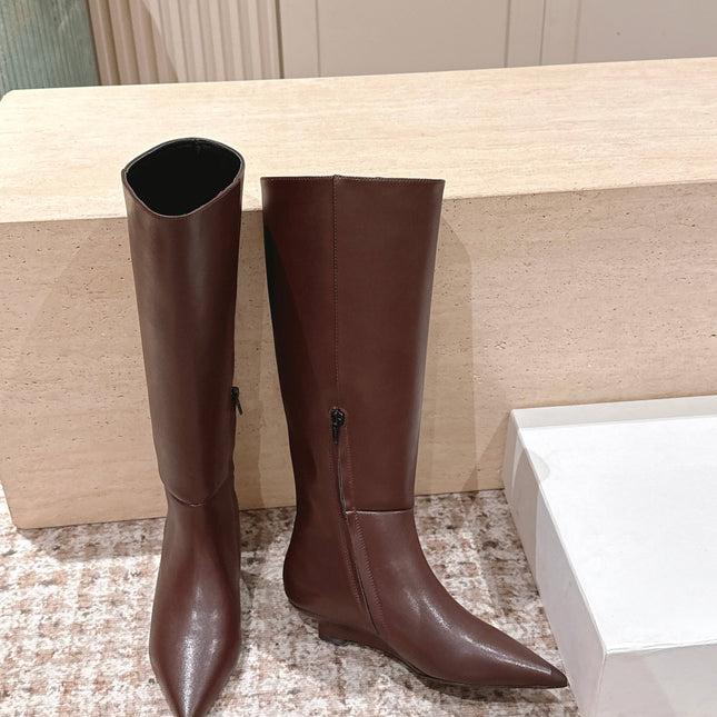 CELINE 26S HIGH-TOP BOOTS 55 MM IN BROWN CALFSKIN