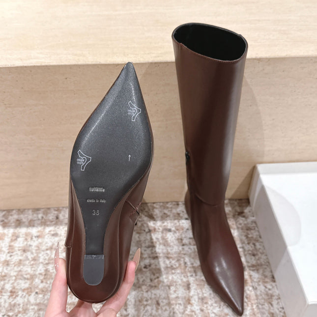CELINE 26S HIGH-TOP BOOTS 55 MM IN BROWN CALFSKIN