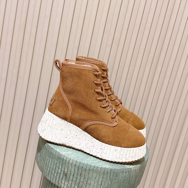 CHLOÉ 26S PLATFORM SOLE BOOTS 68 MM IN BROWN SUEDE