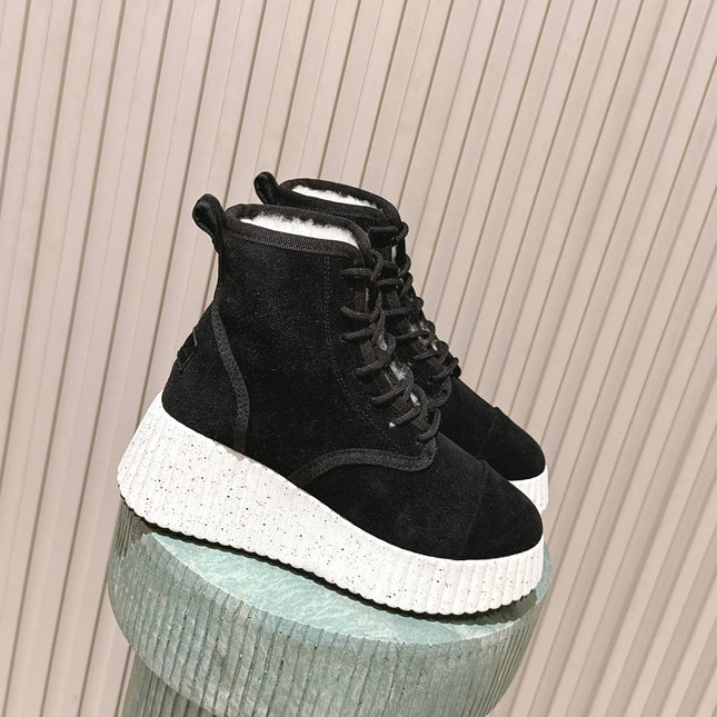 CHLOÉ 26S PLATFORM SOLE BOOTS 68 MM IN BLACK SUEDE