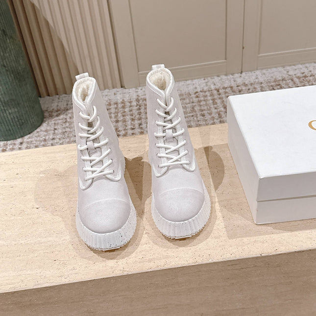 CHLOÉ 26S PLATFORM SOLE BOOTS 68 MM IN LIGHT BLUSH GRAY SUEDE
