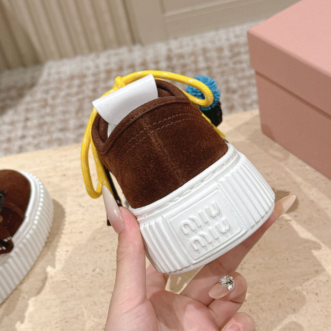 MIUMIU 25S SNEAKERS 50MM IN DARK BROWN SUEDE