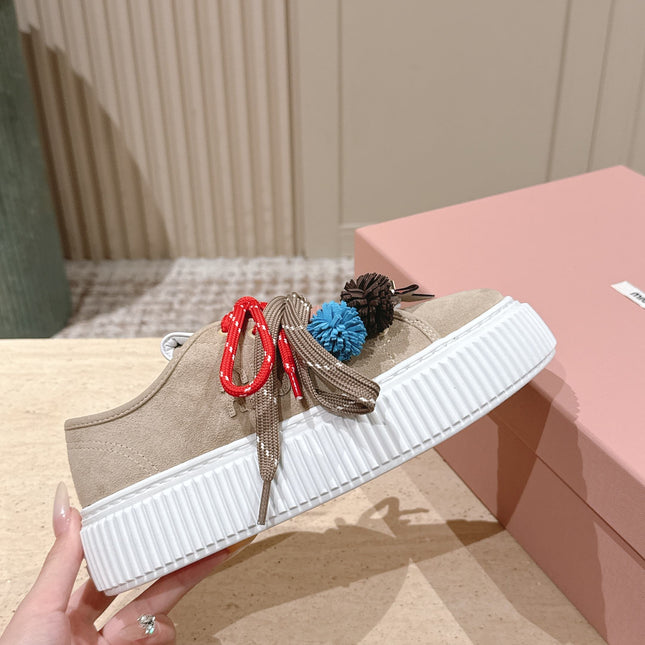 MIUMIU 25S SNEAKERS 50MM IN DARK BEIGE SUEDE