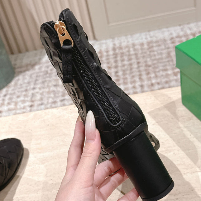 BOTTEGA VENETA 26S INTRECCIATO BOOTS 85 MM IN BLACK LAMBSKIN