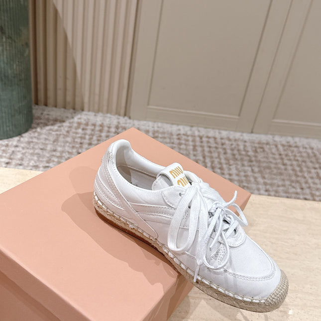 MIUMIU 25S ESPASNEAK ESPADRILLE SNEAKERS IN WHITE CANVAS