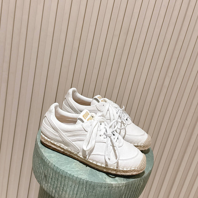 MIUMIU 25S ESPASNEAK ESPADRILLE SNEAKERS IN WHITE CANVAS