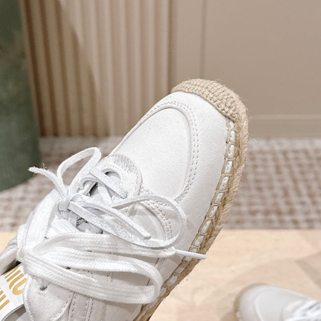 MIUMIU 25S ESPASNEAK ESPADRILLE SNEAKERS IN WHITE CANVAS