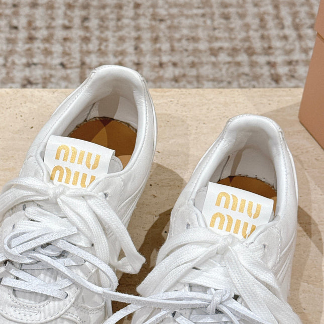 MIUMIU 25S ESPASNEAK ESPADRILLE SNEAKERS IN WHITE CANVAS