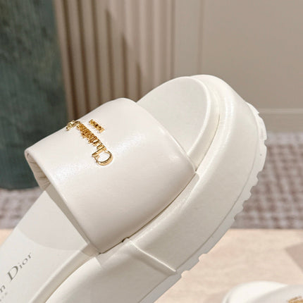 DIOR 26S PLATFORM SLIDE SANDALS 60 MM IN WHITE CALFSKIN