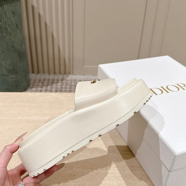 DIOR 26S PLATFORM SLIDE SANDALS 60 MM IN WHITE CALFSKIN