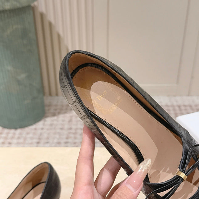 DIOR 26S MARY JANE KITTEN HEEL 40MM IN BLACK CROCODILE EMBOSSED CALFSKIN