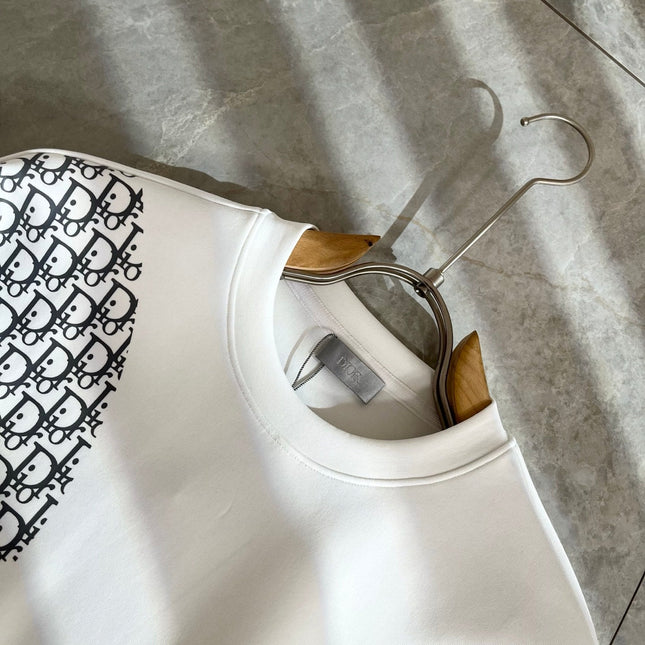 DIOR OBLIQUE CREWNECK SWEATSHIRTS IN WHITE AND BLACK