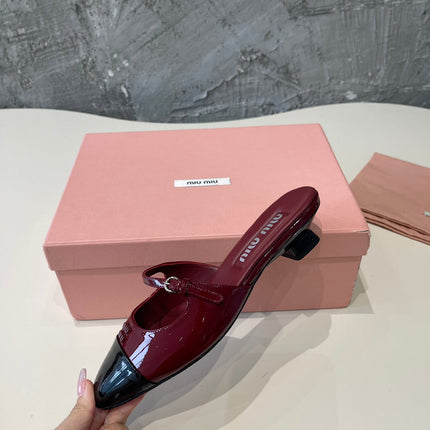 CAP TOE MULES RUBY COLOR SHEEPSKIN