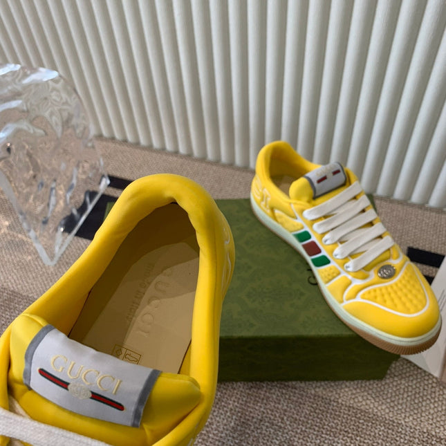 GG SCREENER SNEAKER WITH WEB LEMON CALFSKIN