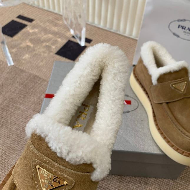 PRADA LOAFERS IN DARK BROWN SUEDE