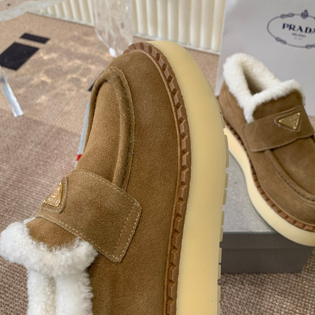 PRADA LOAFERS IN DARK BROWN SUEDE